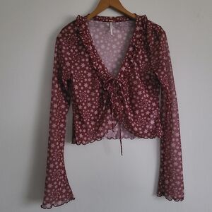 Free People Marne Mesh Tie Top with Stars
